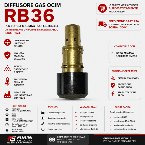 Diffusore Gas OCIM RB36 per saldature professionali