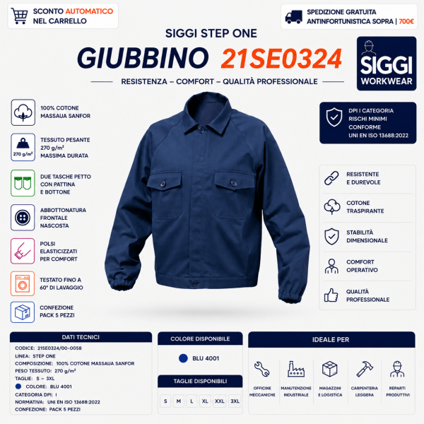 Giubbino Siggi STEP ONE 21SE0324/00-0058 è progettato per garantire resistenza strutturale, comfort operativo