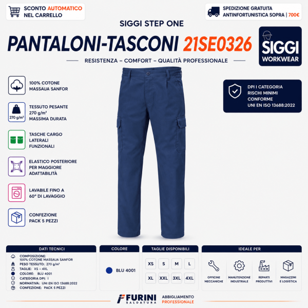Pantaloni Cargo Siggi STEP ONE 21SE0326/00-0058 sono progettati per ambienti industriali