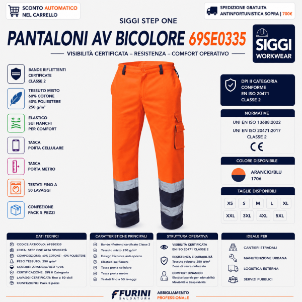 Pantaloni Siggi STEP ONE AV Bicolore 69SE0335 sono progettati per garantire visibilità certificata