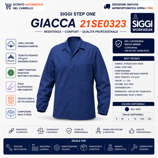 Giacca Siggi STEP ONE 21SE0323/00-0058 è un capo professionale progettato per ambienti industriali