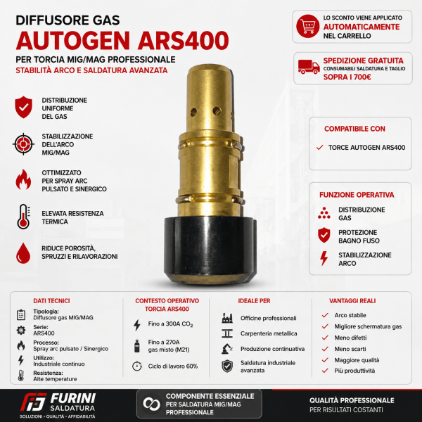 Diffusore Gas AUTOGEN ARS400 per impianti di nuova generazione