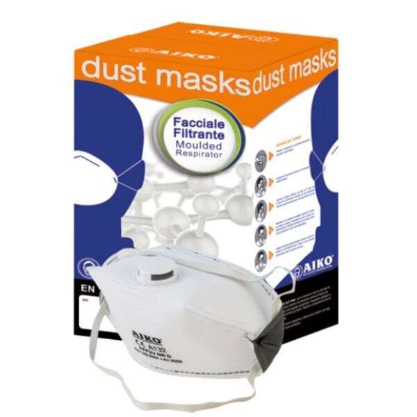 Immagine della maschera FFP3V A132 pieghevole con valvola, progettata per fornire la massima protezione respiratoria contro particelle fini e contaminanti aerei.