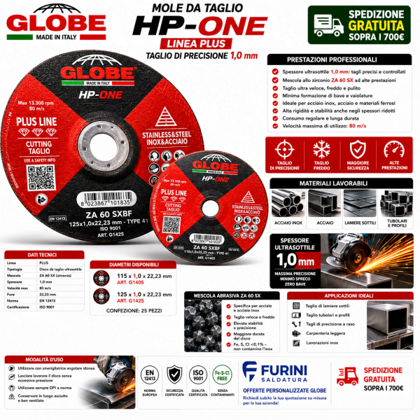 Taglio di precisione su inox con disco HP-ONE