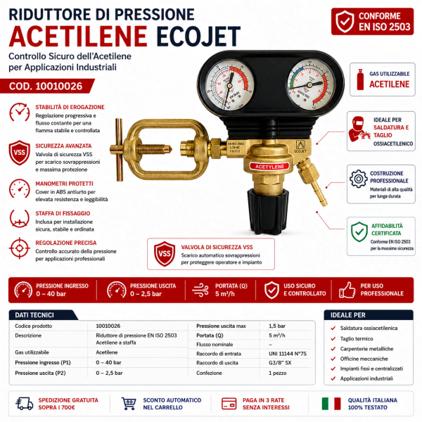 Riduttore Pressione Acetilene ECOJET