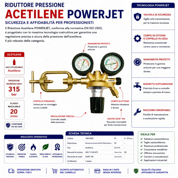 Riduttore Pressione Acetilene POWERJET