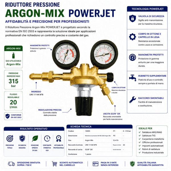 Riduttore Pressione Argon-Mix POWERJET