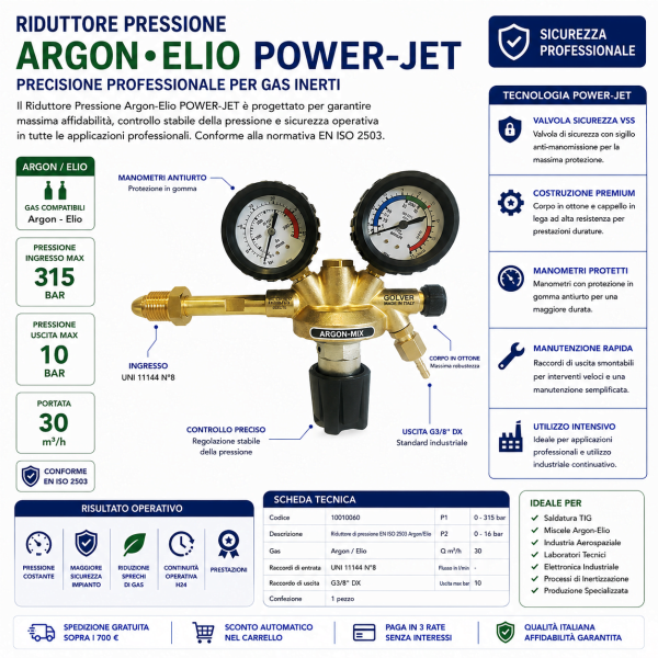 Riduttore Pressione Argon-Elio POWER-JET