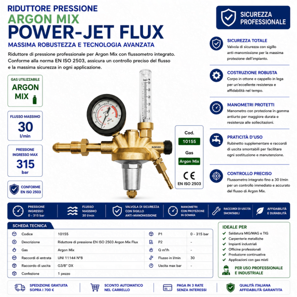 Riduttore Pressione Argon MIX POWER-JET FLUX