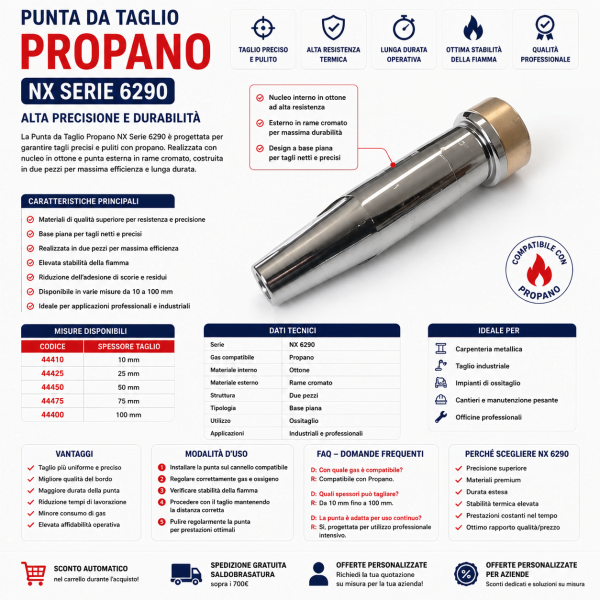 Punta Professionale per Taglio Ossitaglio ad Alta Precisione