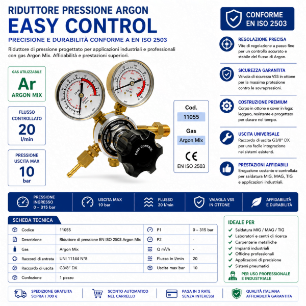 Riduttore Pressione Argon EASY CONTROL