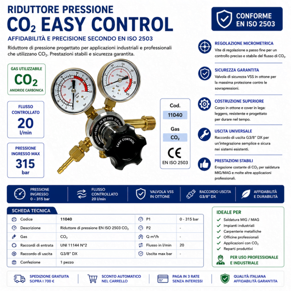 Riduttore Pressione CO₂ EASY CONTROL