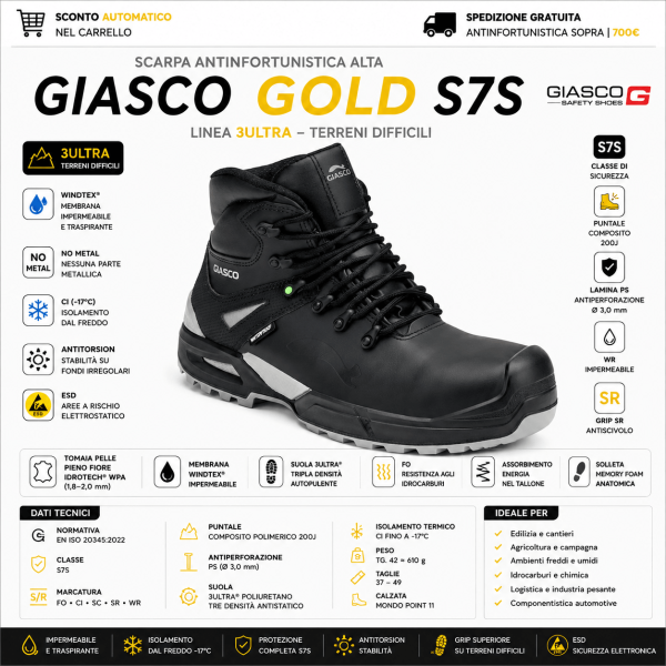 Giasco GOLD S7S rappresentano il massimo livello di protezione per chi opera in ambienti outdoor