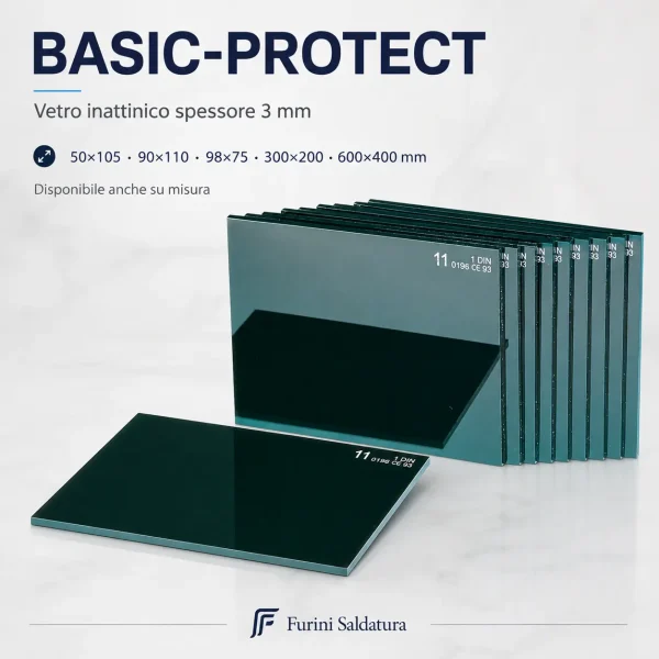 Vetro inattinico BASIC-PROTECT spessore 3 mm disponibile standard e su misura