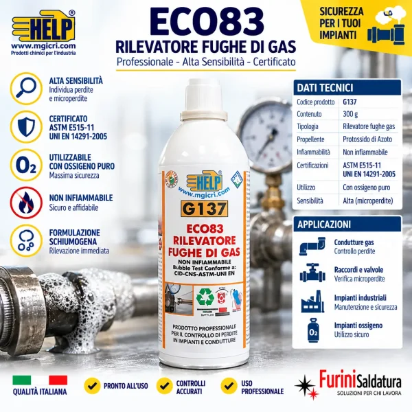 Rilevatore fughe gas MG ICRI ECO83 spray 300 g per perdite e microperdite