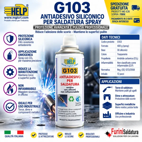 Antiadesivo siliconico per saldatura MG ICRI G103 spray 400 g