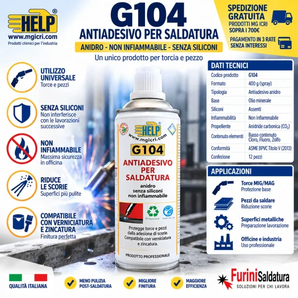 Antiadesivo per saldatura MG ICRI G104 anidro senza siliconi spray 400 g