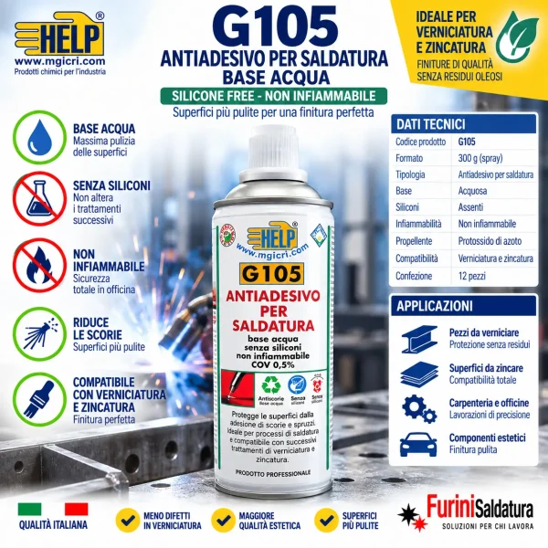 Antiadesivo per saldatura MG ICRI G105 base acqua senza siliconi spray 300 g