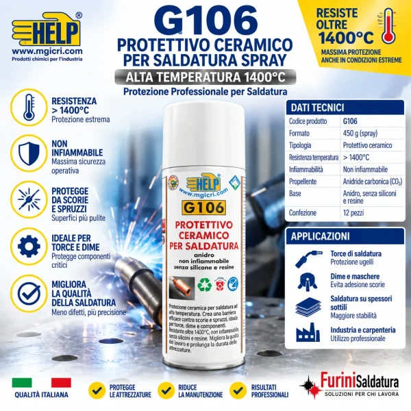 Protettivo ceramico MG ICRI G106 spray 450 g alta temperatura per torce e dime di saldatura