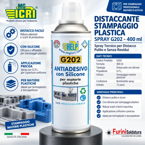 Distaccante ai siliconi MG ICRI G202 spray 400 ml per stampaggio materie plastiche