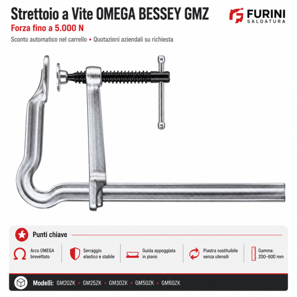 Strettoio a vite OMEGA BESSEY GMZ con traversino