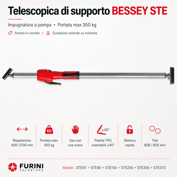 Telescopica di supporto BESSEY STE con impugnatura a pompa