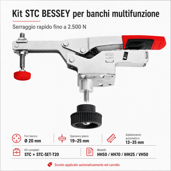 Kit STC BESSEY per banco multifunzione con foro da 20 mm