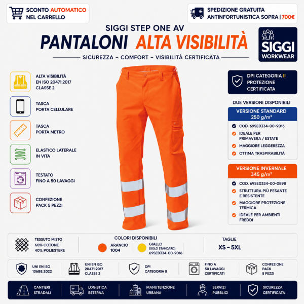 Pantaloni Siggi STEP ONE AV sono progettati per garantire alta visibilità certificata