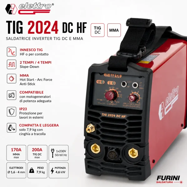 Saldatrice TIG DC HF Elettro C.F. TIG 2024 DC HF 200A monofase