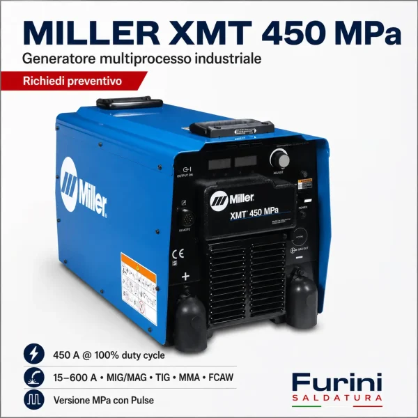 Miller XMT 450 generatore multiprocesso industriale 450 A CC CV MPa ArcReach