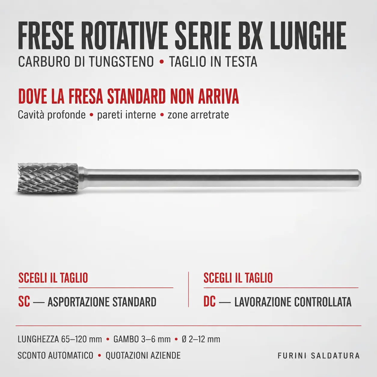 Fresa rotativa in metallo duro Serie BX lunga