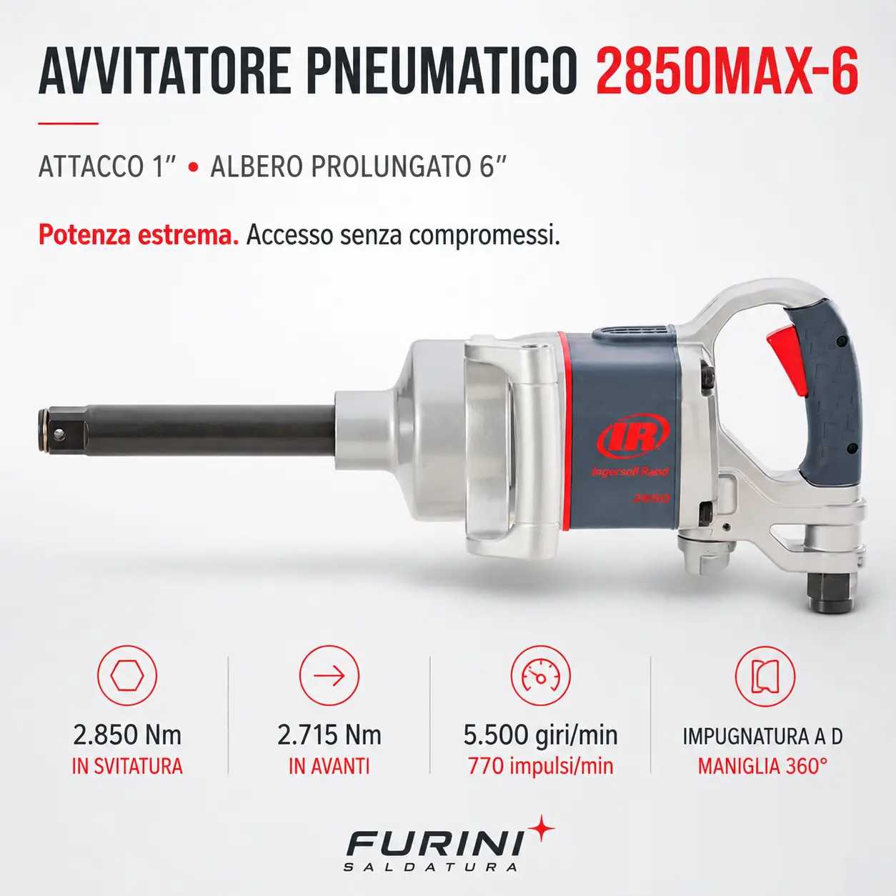Avvitatore pneumatico Ingersoll Rand 2850MAX da 1 pollice
