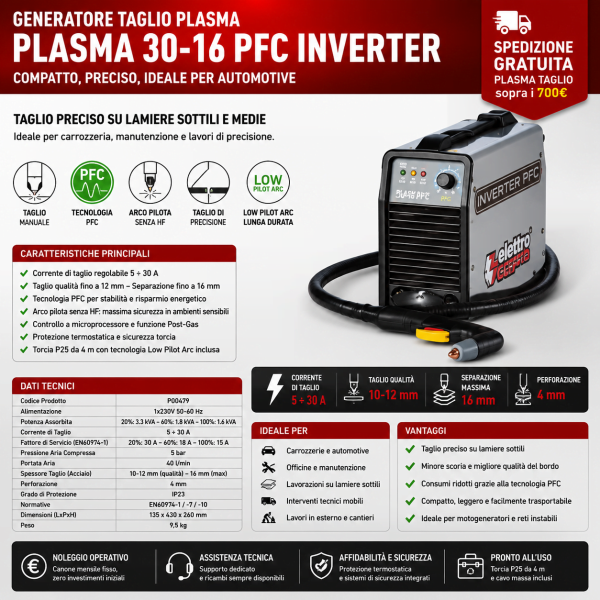Plasma 30-16 PFC Elettro C.F. 30A per carrozzeria e manutenzione