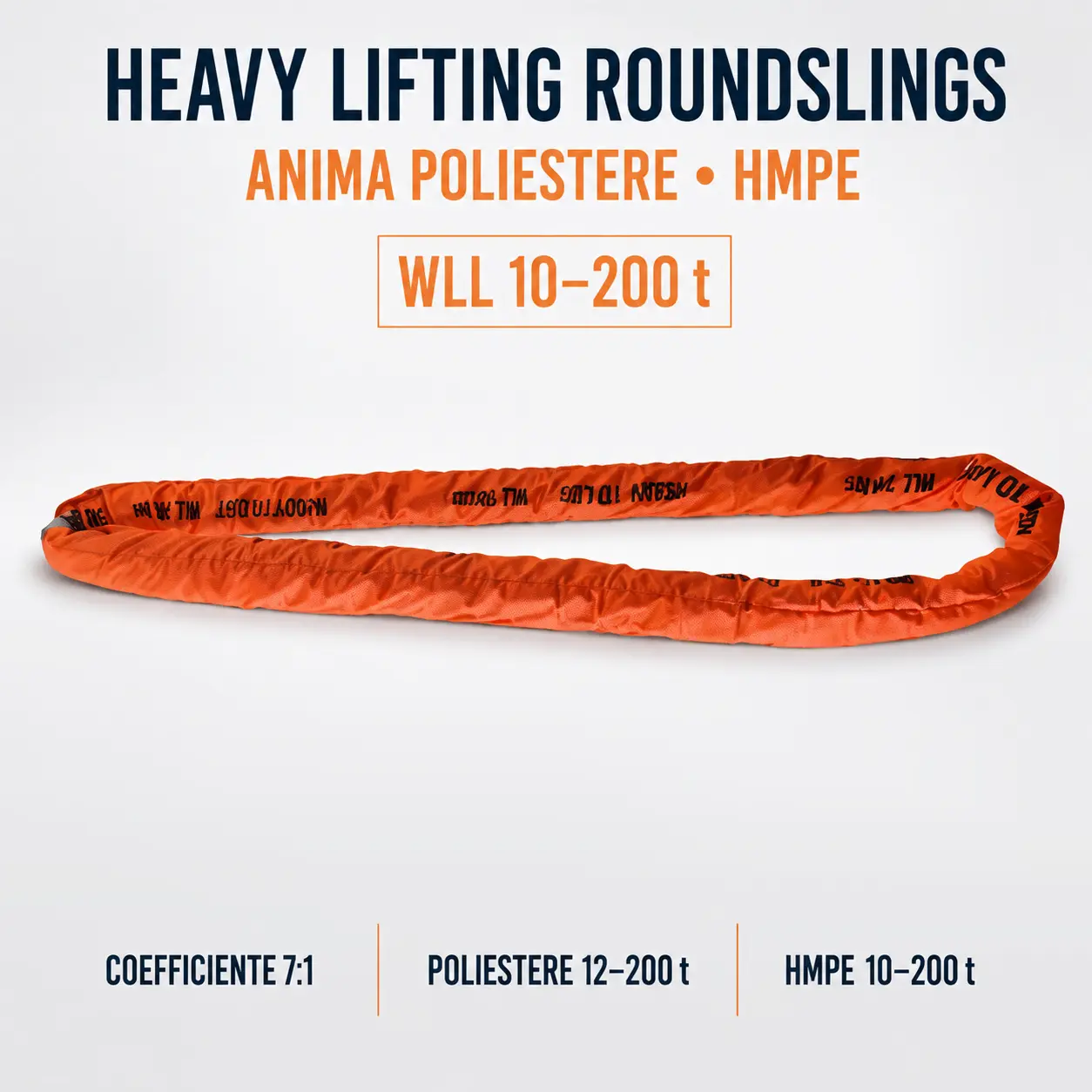 Heavy Lifting Roundsling con anima in poliestere e guaina rinforzata